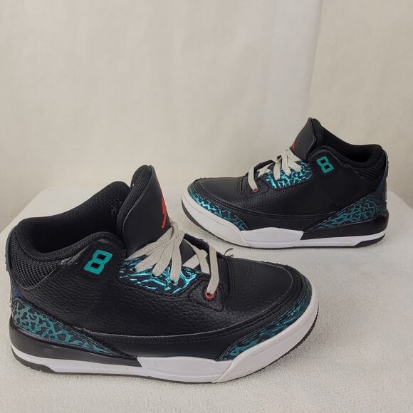Jordan 3 retro Moto black hyper jade Size 1Y - Picture 3 of 8